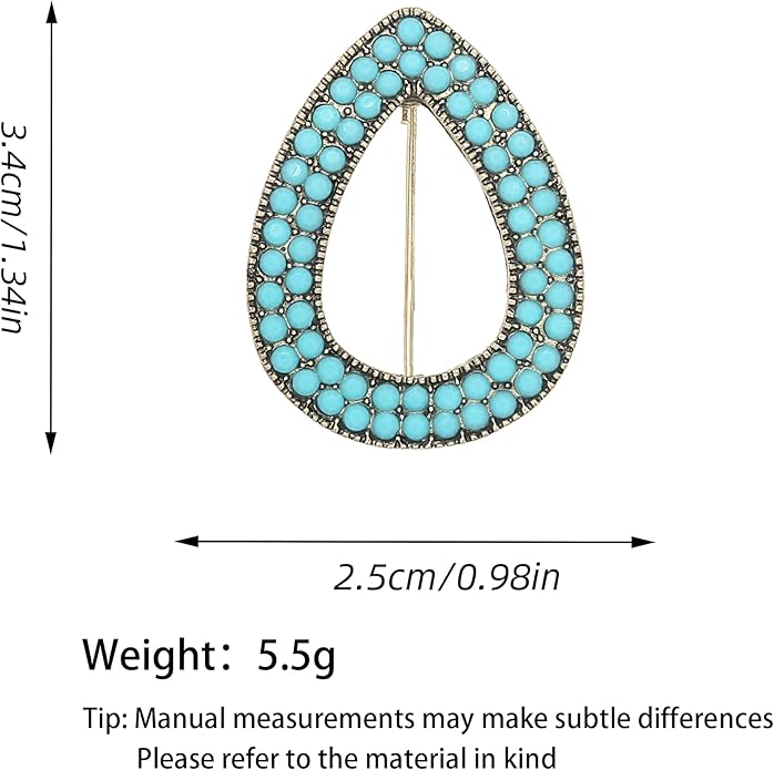 Turquoise West Cowboy Oval Tear Drop Brooch Pin for Women Retro Brooches Pins Classic Fashion Jewelry Accessories Gift