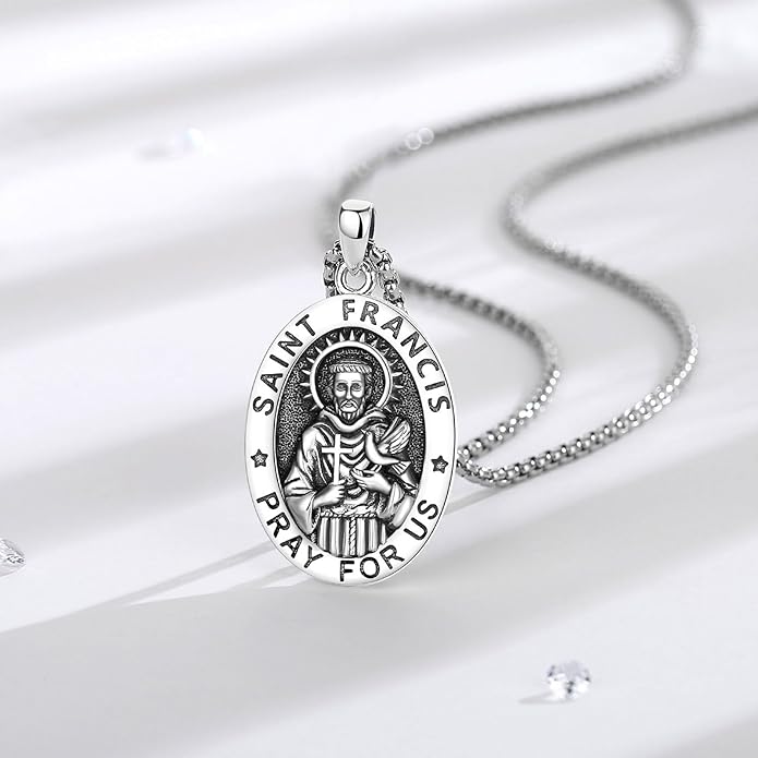 EUDORA 925 Sterling Silver St Christopher/St Benedict/St Michael/Virgin Mary/San Judas Tadeo/Good Shepherd Cross/Archangel Necklace Medal Pendant Protection Religious Amulet Jewelry For Men Women