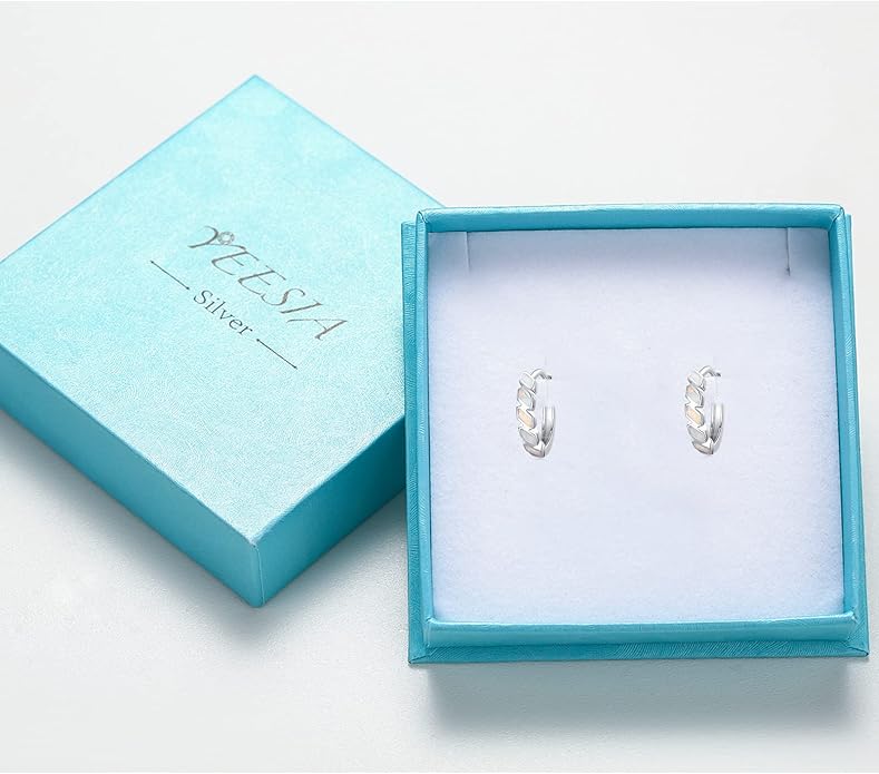 Small Hoop Earrings for Women 925 Sterling Silver Huggie Hoop Opal Earrings Hypoallergenic Earring Jewelry Gifts