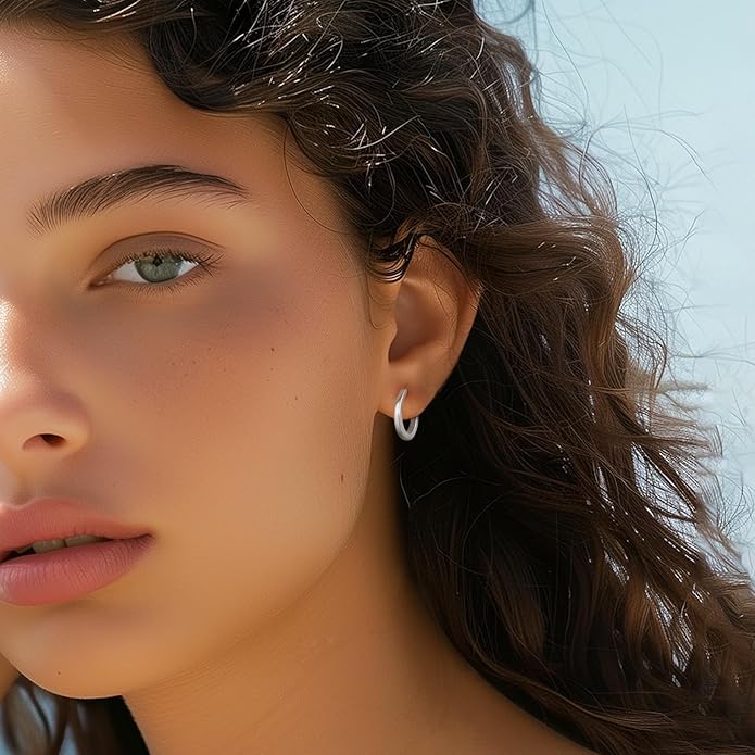 Silvora 925 Sterling Silver Small Hoop Earrings for Women Huggie Earrings Hypoallergenic Cartilage Earrings Tiny Hoops 6mm/8mm/10mm/12mm/14mm/16mm/18mm/20mm