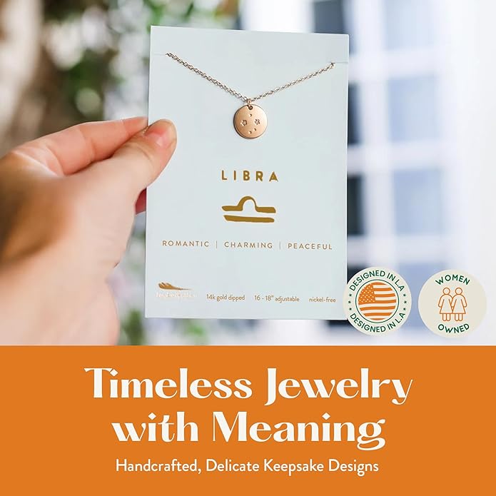 Lucky Feather Zodiac necklaces for women | Scorpio 14K Gold-Plated Astrology Pendant for Girls | Horoscope Sign Zodiac gift | Great Christmas Stocking Stuffer | Trendy Birthday Jewelry Gift | 16” - 18”