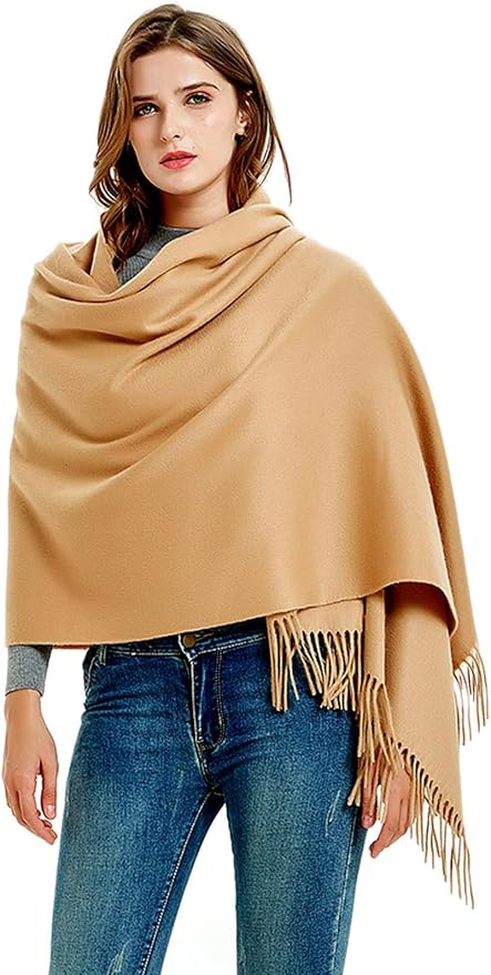 Novawo Wool Shawl Large Thick Pashmina Travel Blanket Scarf Winter Wraps for Women