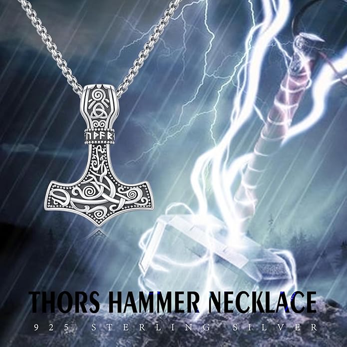 YueYuan Viking Necklace for Men 925 Sterling Silver Rune Amulet Pendant Nordic Necklace Viking Jewelry Gift for Father Husband Son