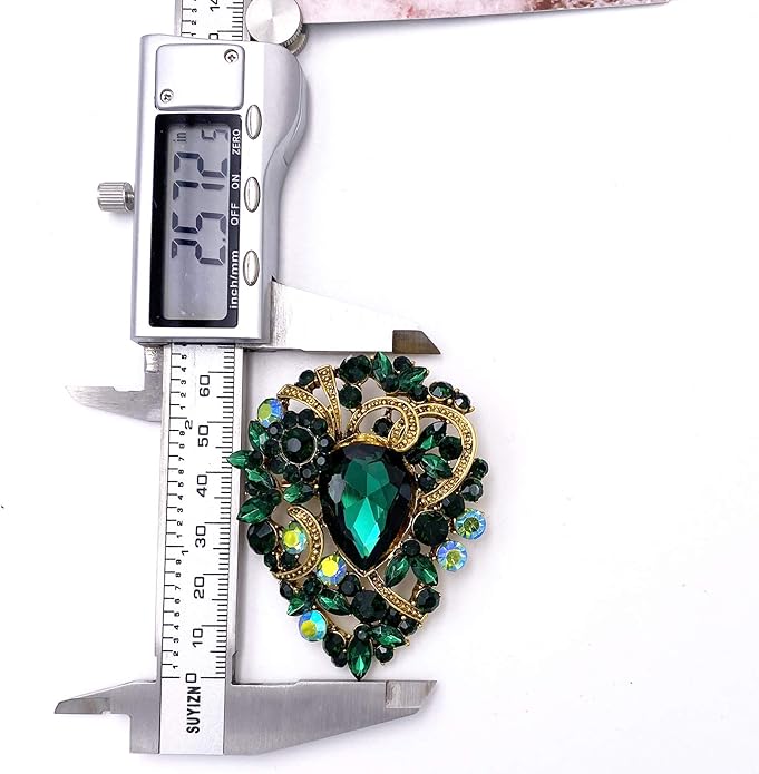 LAXPICOL Women's Vintage Austrian Crystal Elegant Flower Teardrop Brooch Gold Tone