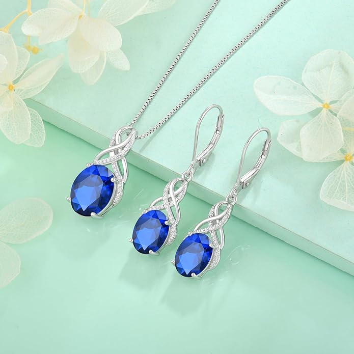 Starchenie 925 Sterling Silver Earrings for Women Infinity Dangle Earrings Amethyst Oval Cut Birthstone Jewelry Gift