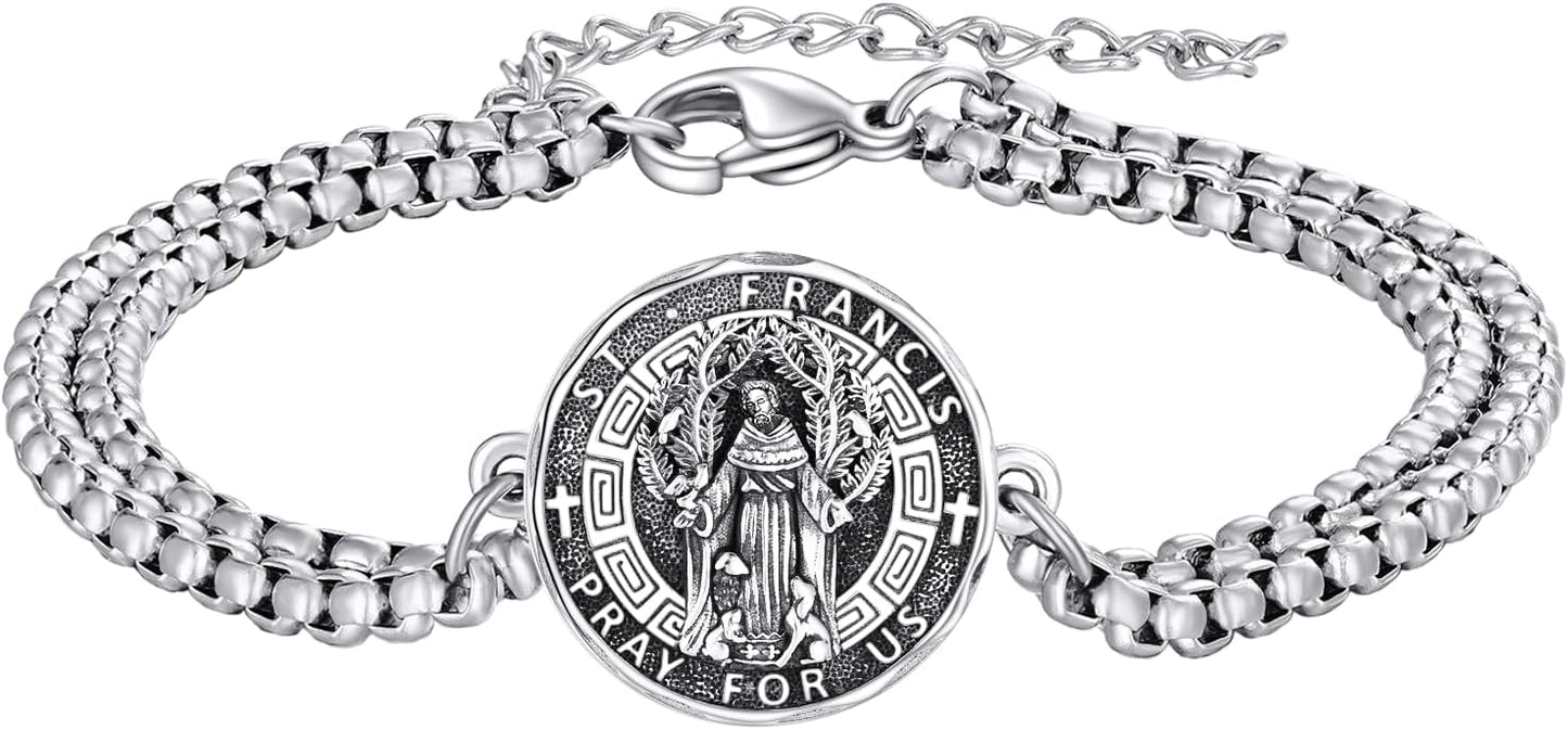 YFN Patron Saint Bracelet Sterling Silver Religious Protector Bracelet Jewelry Gift for Women Men