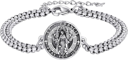 YFN Patron Saint Bracelet Sterling Silver Religious Protector Bracelet Jewelry Gift for Women Men