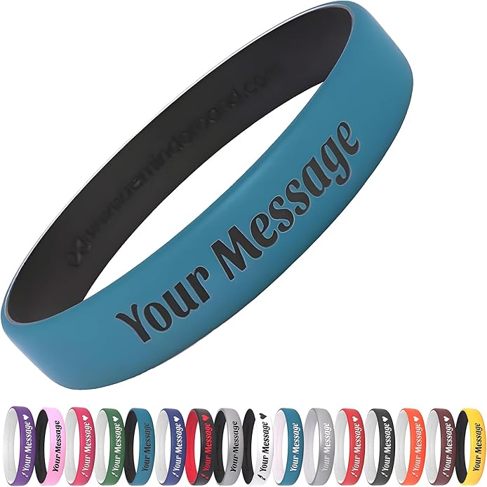Reminderband Custom 100% Silicone Luxe Wristbands – Personalized Motivational Bracelets, Bulk Rubber Bands for Events, Fundraisers, Awareness, Gifts - Hypoallergenic Bands
