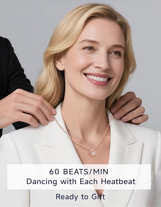MomentWish Necklace for Women, Sparkling Gift for Her, 1Carat Moissanite Heart Pendent for Her, 925 Sterling Silver Dance Necklace for Anniversary Christmas Valentines