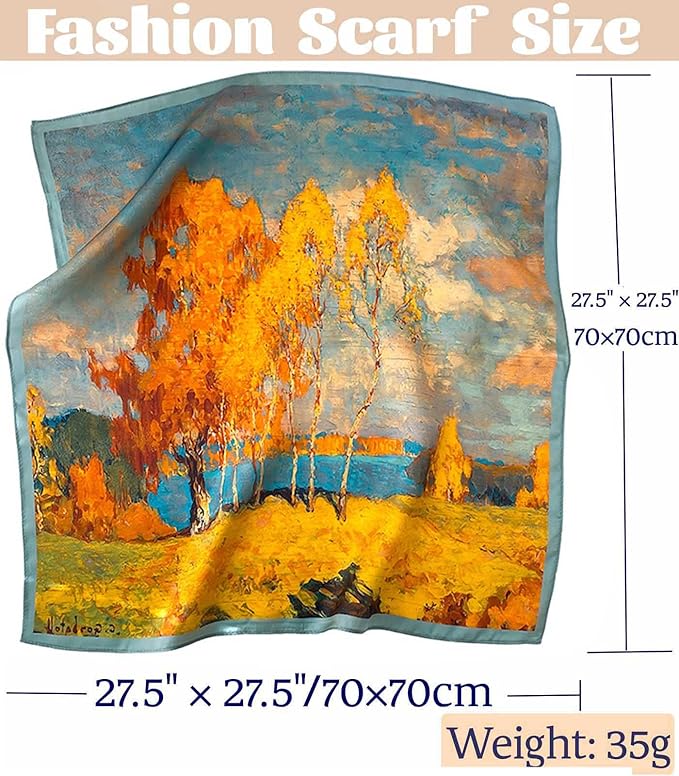 kcctoo 27.5" Mulberry Silk Feeling Head Scarf Women's Fashion Square Neck Satin Scarfs for Bag Hair Scarves Gift