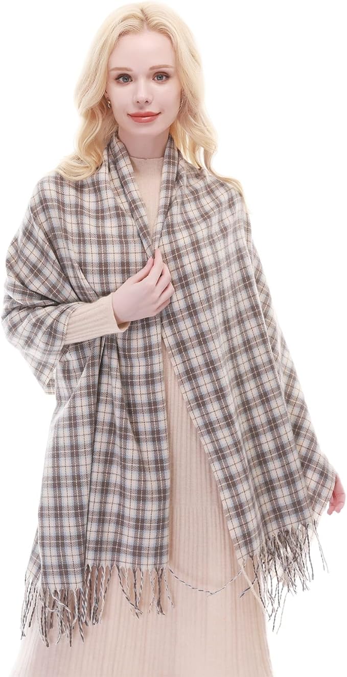 RIIQIICHY Plaid Scarf for Women Fall Winter Pashmina Scarves Wraps for Cold Weather Warm Large