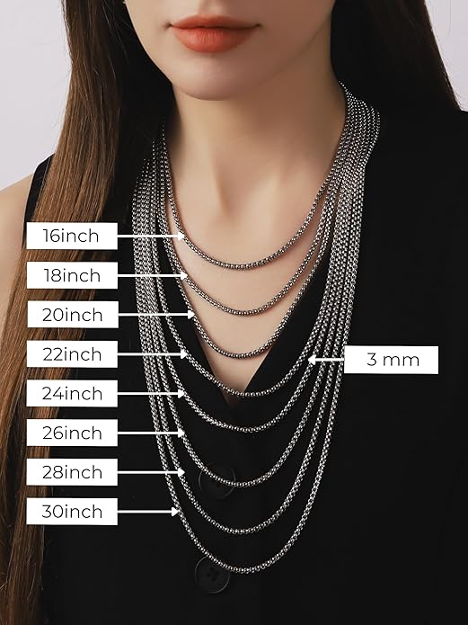 HAQUIL Stainless Steel Rope Chain Twist Chain Necklace, Jewelry Gift for Men and Women 16/18/20/22/24/26/28/30" 2/2,5/3/4/5mm