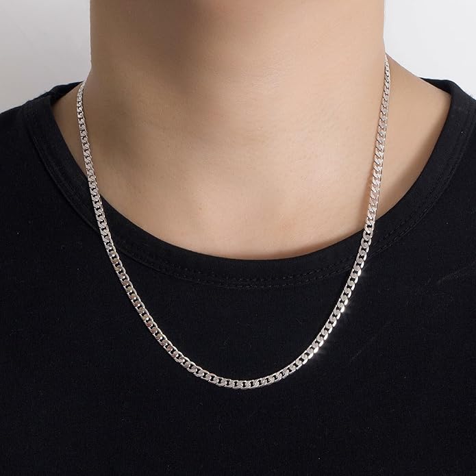 Dankadi Men 925 Sterling Silver Necklace 3-4-5MM Italy Diamond Cut Cuban Link Chain 16 "17" 18 "19" 20 "22" 24 "26" 28 "30" Fine Jewelry Gifts For Women