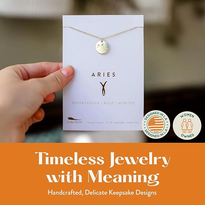 Lucky Feather Zodiac necklaces for women | Scorpio 14K Gold-Plated Astrology Pendant for Girls | Horoscope Sign Zodiac gift | Great Christmas Stocking Stuffer | Trendy Birthday Jewelry Gift | 16” - 18”