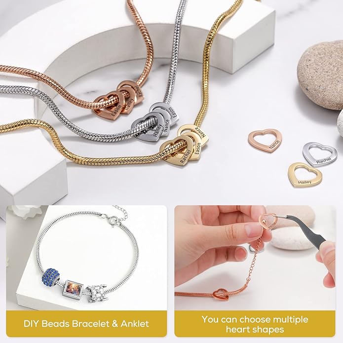 Personalized Anklets for Women Adjustable Silver Gold Anklets with Heart Name Initial Ankle Bracelets for Women Jewelry Gifts for Mom Her