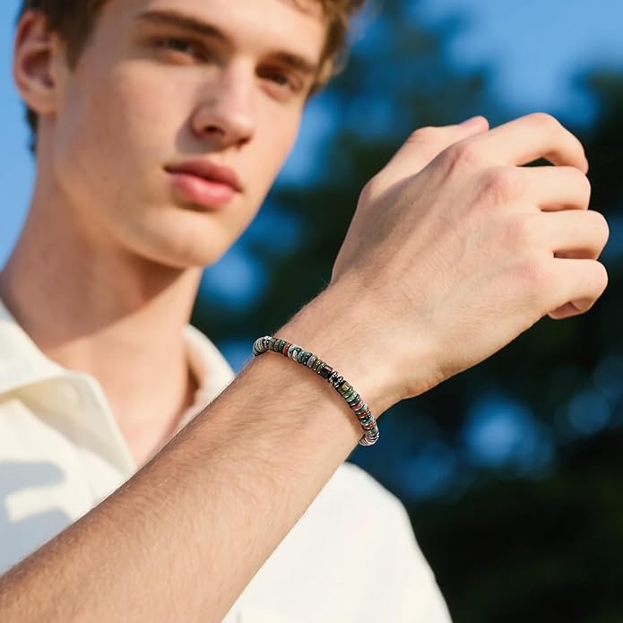 VIBILIA Healing Crystal Bracelets Beaded Bracelets for Men Women Natural Stone Adjustable Bracelets Unique Gifts for Father Son Grandfather Brother Friend