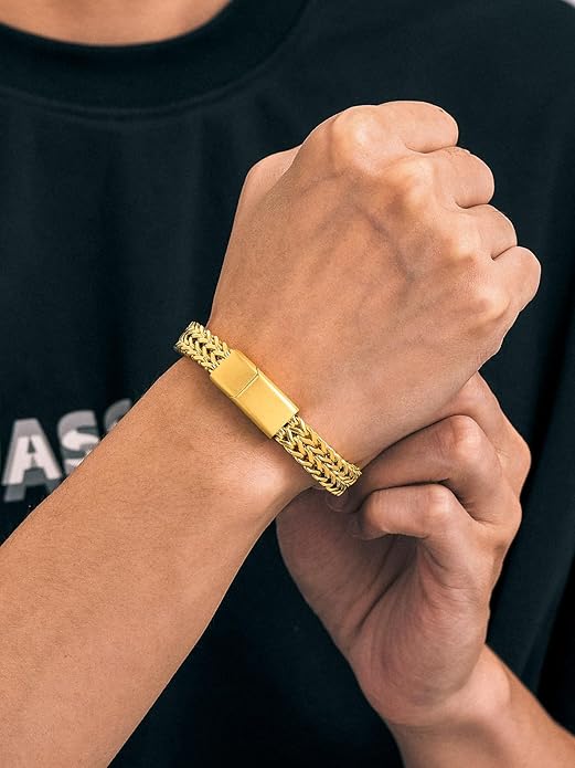 Richsteel Bracelets for Men 6mm/10mm/12mm Width Stainless Steel With Sturdy Clasp Franco Curb Chain Mens Bracelet 7.4/8.2/9 Inches Length