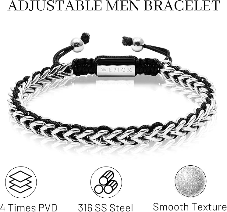 Gold-Plated Bracelets for Men 18K Gold Plated Franco Link Chain Stainless Steel Bracelet Adjustable Bracelet Mens Jewelry Birthday Gift