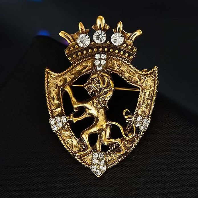 HETICA Vintage Animal Dragon Skull Wolf Crown Lion Brooch for Men Women Suit Tie Dress Lapel Pin Fashion Jewelry
