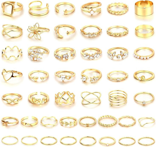 CHICUTIE Gold Knuckle Rings Set For Women Stackable Joint Finger Midi Rings Dainty Cubic Crystal Zirconia Simple Hollow Twist Cute Rings Pack Jewelry Gift