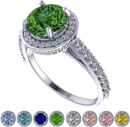 NANA Jewels Sterling Silver Engagement Rings for Women - Choose Simulated Morganite, Citrine, Aquamarine & More