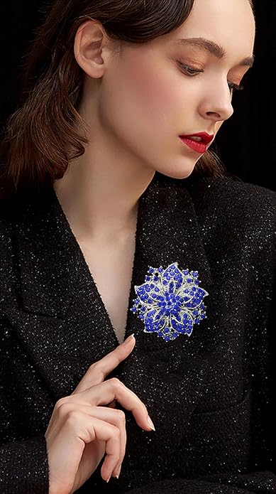 Rhinestone Bauhinia Flower Brooch Pin - Elegant Clothing Accessory for Women - Big Crystal Flower Brooch for Christmas, Halloween, Birthday, Party, Wedding Costume Jewelry