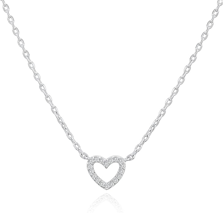 PAVOI 14K Gold Plated Cubic Zirconia Heart Necklace | Cute Dainty Love Pendant Necklaces for Women