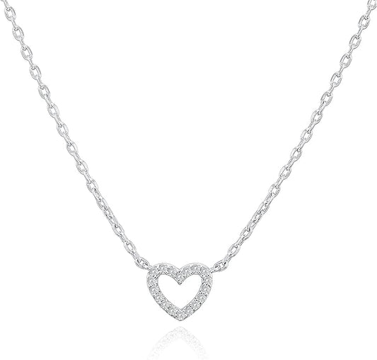 PAVOI 14K Gold Plated Cubic Zirconia Heart Necklace | Cute Dainty Love Pendant Necklaces for Women