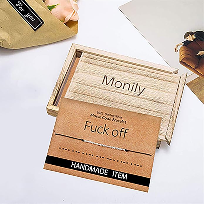 Monily Inspirational Gifts for Women Morse Code Bracelets for Women Funny Bracelet for Friend Funny Gift for Women Sterling Silver Bracelet for Women