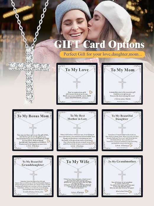 U7 Cross Necklace for Women,Silver/14K Gold Large or Small Cross Necklaces with CZ Diamond,Faith Birthday/Christmas Gift for Her Women Mother Daughter Grandmother