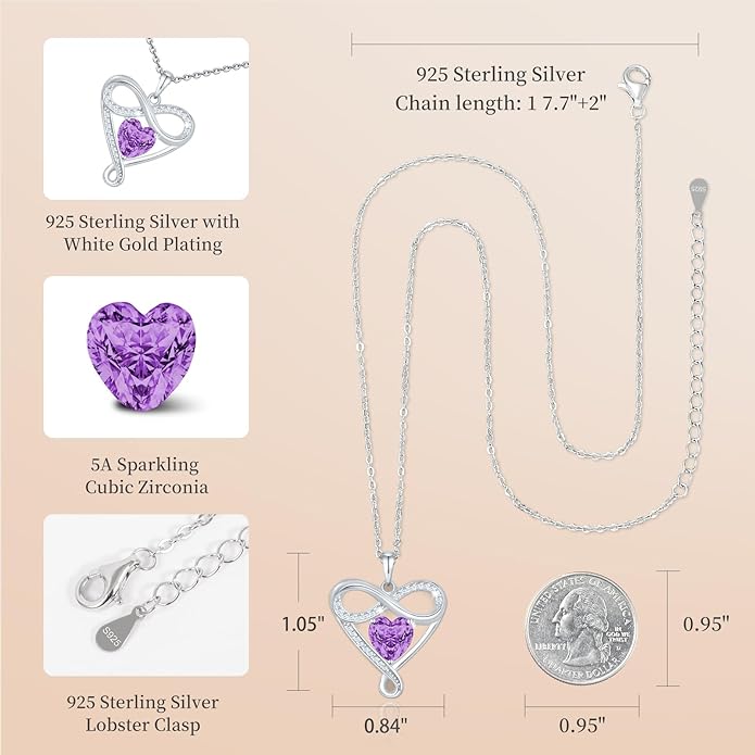 925 Sterling Silver Infinity Necklace - Exquisite Silver Jewelry for Women, Love Heart Necklace for Birthday, Anniversary, Valentine’s Day - Ideal Gift for Girlfriend, Wife, Mom, or Her