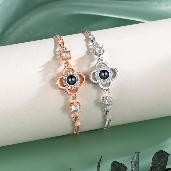 ROSI Personalized Bracelets with Picture Inside, Custom Projection Bracelets with Photos, Picture Bracelet Personalized Photo Gifts, Memorial Gifts for Women Mom Family Couple Girl