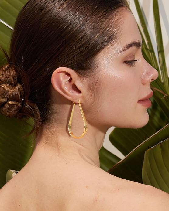 925 Sterling Silver Hoop Earrings for Women Hypoallergenic Oval Sterling Silver Hoop Earrings Large Silver Hoops Earring Lightweight Thick Silver Hoops Earrings for Women 30/40/55/65MM