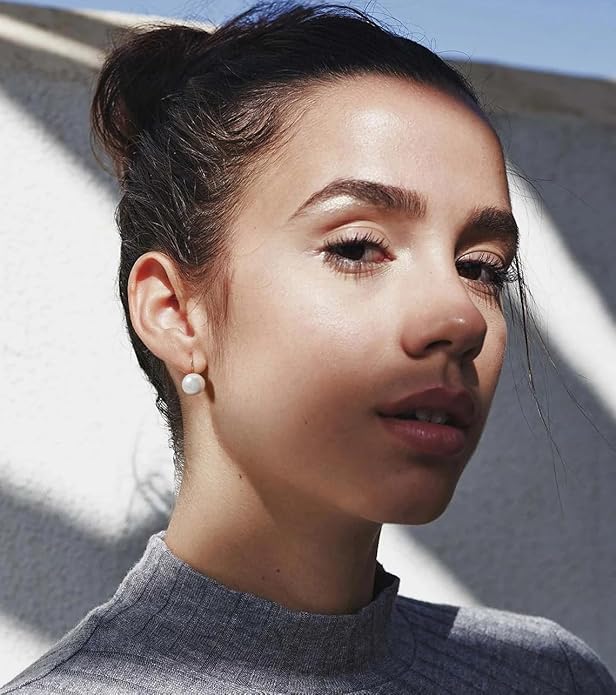 Handpicked White Pearl Earrings 18k Gold Plated Leverback Dangle Stud Pearl Earrings Jewelry for Women