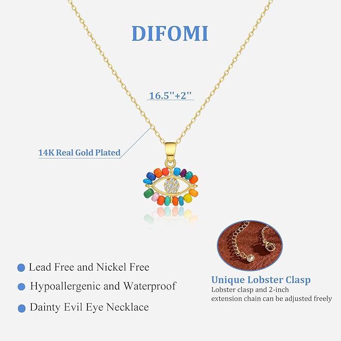 Evil Eye Necklace for Women,Dainty 14K Gold/Sterling Silver Plated Evil Eye Pendant Necklace Tiny Boho CZ Diamond Necklace Cute Trendy Lucky Protection Jewelry Gift for Women