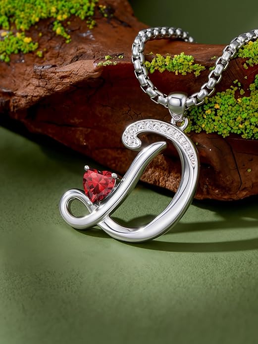 Christmas Gifts for Women Alphabet A to Z Initial Birthstone Pendant Necklaces for Women - 18k White Gold Plated Personalized Name Jewelry Valentine Mothers Day Birthday Gifts for Women Her Girlfriend