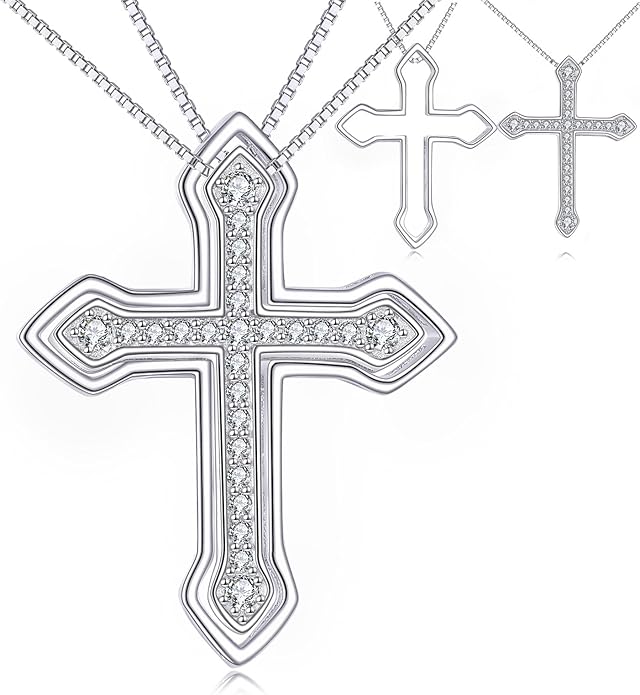 JBAERD Couples BFF Matching Necklaces 925 Sterling Silver Cross/Yin Yang/Sun Moon/Mountain Wave Pendant Necklace Anniversary Birthday Gifts