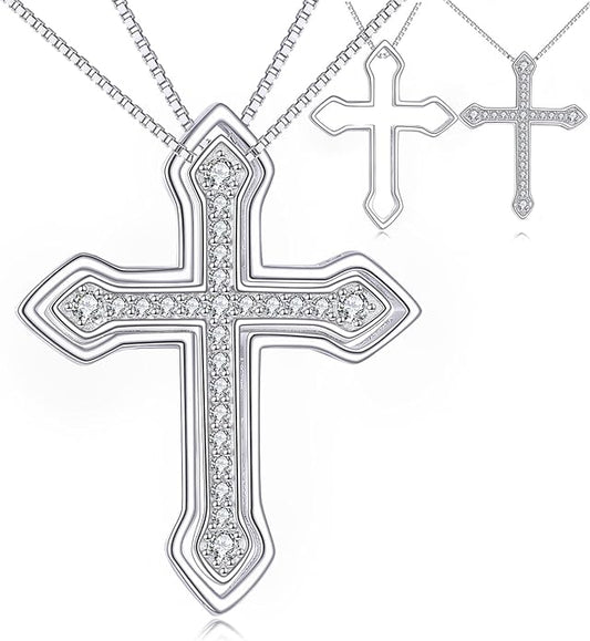 JBAERD Couples BFF Matching Necklaces 925 Sterling Silver Cross/Yin Yang/Sun Moon/Mountain Wave Pendant Necklace Anniversary Birthday Gifts