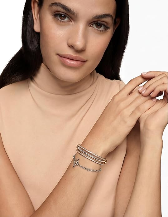 Musishiyu Gold Bracelets for Women Stacking Bangle - 18K Mixed Metal Tri-Color Rolling Interlocking Bands, Cubic Zirconia Fidget Anxiety Jewelry, Valentine's Galentine's Day Gifts (Love, Loyalty, Friendship)