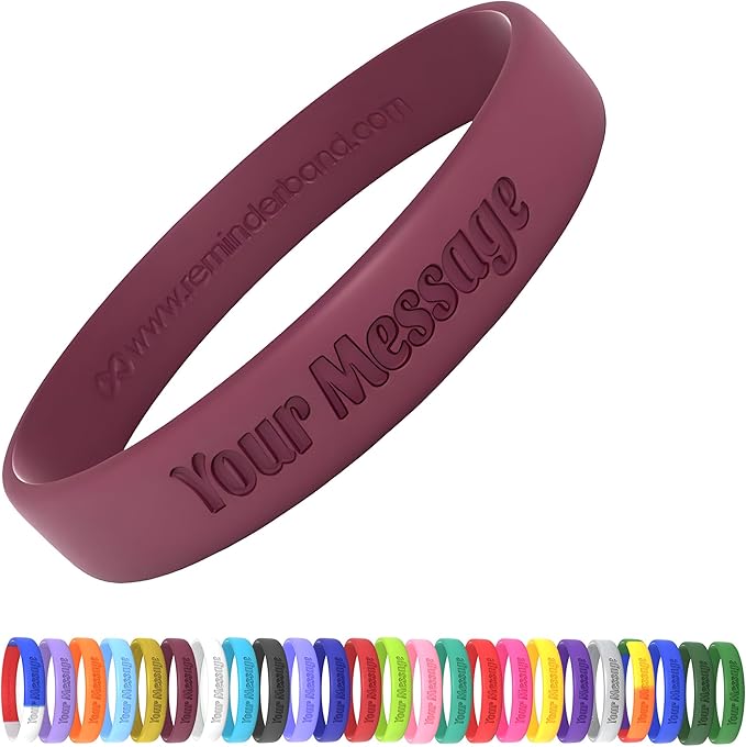 Reminderband Custom Silicone Bracelet – Motivational Wristbands, Bulk Personalized Bands for Events, Awareness, Fundraisers, Gifts – Custom Rubber Bracelets - 1/2" Classic