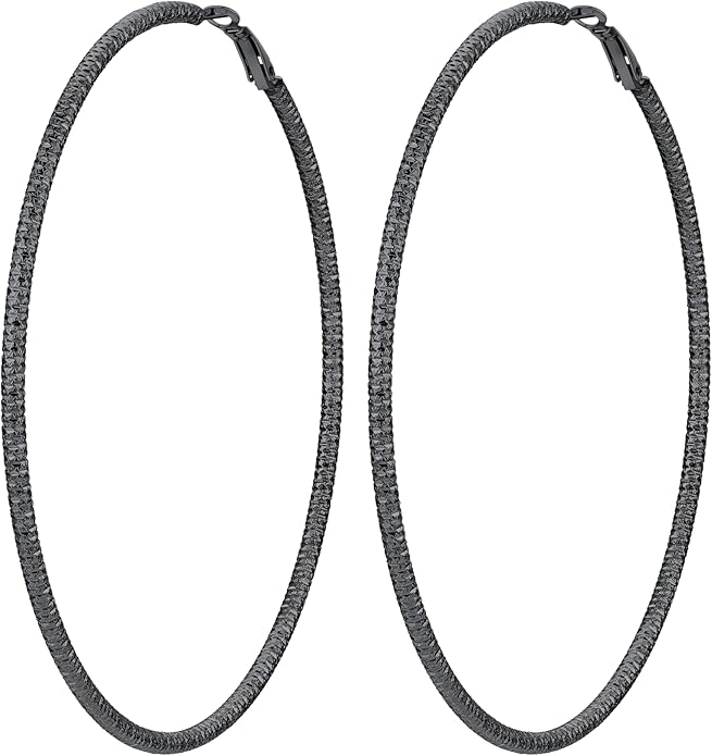 PROSTEEL 30/40/60/80/100mm Chunky Hoop Earrings For Women Gold Plated/Black Stainless Steel Hoops Earrings Statement Jewelry