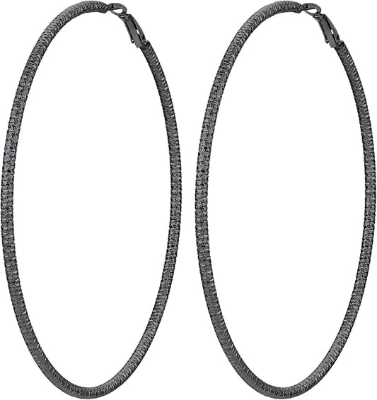 PROSTEEL 30/40/60/80/100mm Chunky Hoop Earrings For Women Gold Plated/Black Stainless Steel Hoops Earrings Statement Jewelry