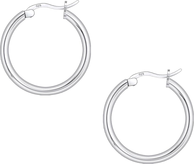 Savlano 925 Sterling silver Round Hoop Earrings for Women & Men Comes in 10MM-25MM