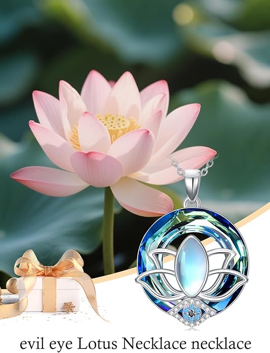 WINNICACA Sterling Silver Evil Eye Necklace Protection Crystal Pendant for Women Good Luck Vintage Evil Eye Pendant Jewelry Birthday Gifts for Women Friend Female