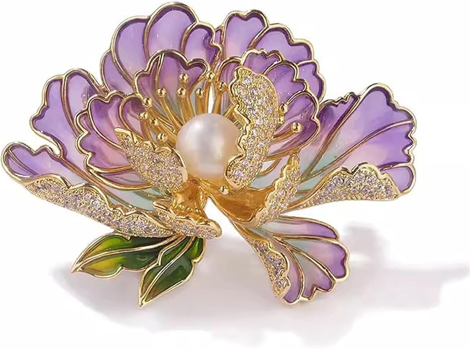 Vintage Botanical Flower Brooch for Women - An elegant crystal - inlaid metal pin accessory suitable for dresses, jackets, and scarves