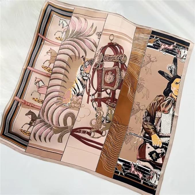 ANDANTINO 100% Mulberry Silk Square Scarf for Hair-25.6" X25.6'' Women Men Natural Silk Neckerchief Digital Printed Headscarf