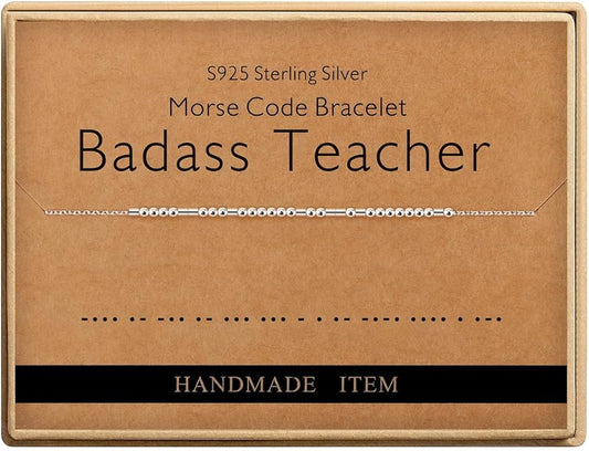 Monily Inspirational Gifts for Women Morse Code Bracelets for Women Funny Bracelet for Friend Funny Gift for Women Sterling Silver Bracelet for Women