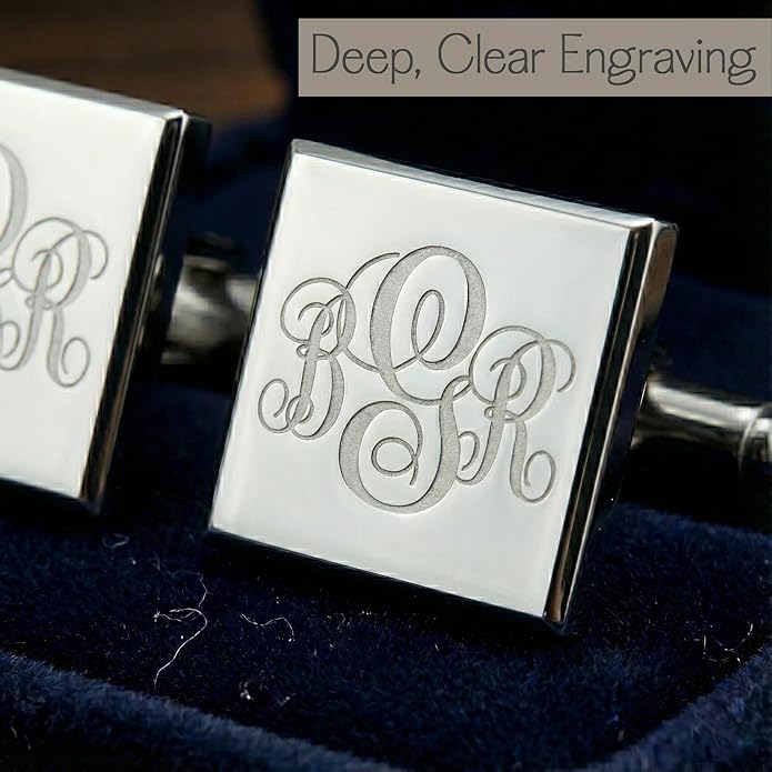 Custom Cuff Links & Personalized Tie Clip Gift Set for Men • Engraved Monogram, Date, Handwriting, Crest, Logo • Father's Day Gift for Dad • Gold, Silver, Black