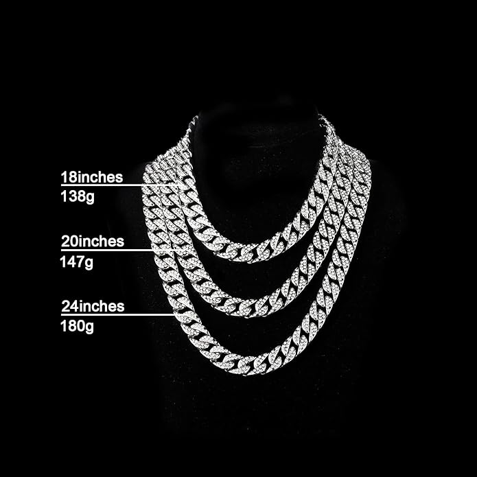 Saintda Cuban Link Chain and Bracelet Set for Men Women Iced Out Diamond Gift for Boys Hip Hop Rapper Jewelry