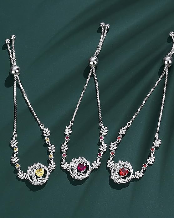 FANCIME Tree of life Birthstone Bracelet for Women Sterling Silver Tree Jewelry Birthstone Charm Bracelet Gemstone Anniversary Birthday Christmas Gifts for Wife Mom Her